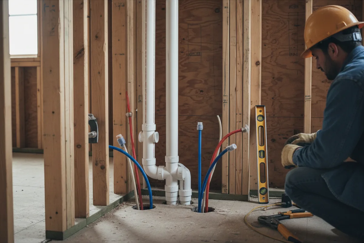 Drain and supply rough-in during Leak Detection in Albia