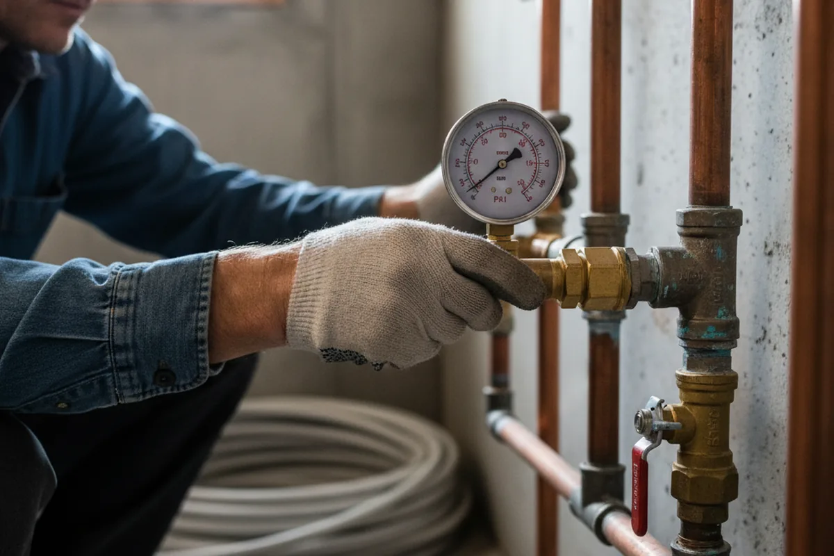 Pressure testing a repaired line during Water Line Repair in Albia